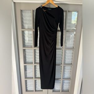 Lauren Ralph Lauren Size 6 Black Long Sleeve Evening Dress